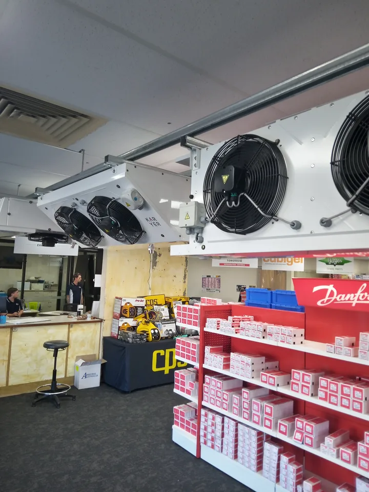 Multiple commercial evaporator units on display
